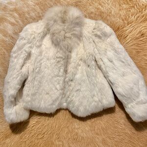 Elegant Cream Rabbit Fur Jacket